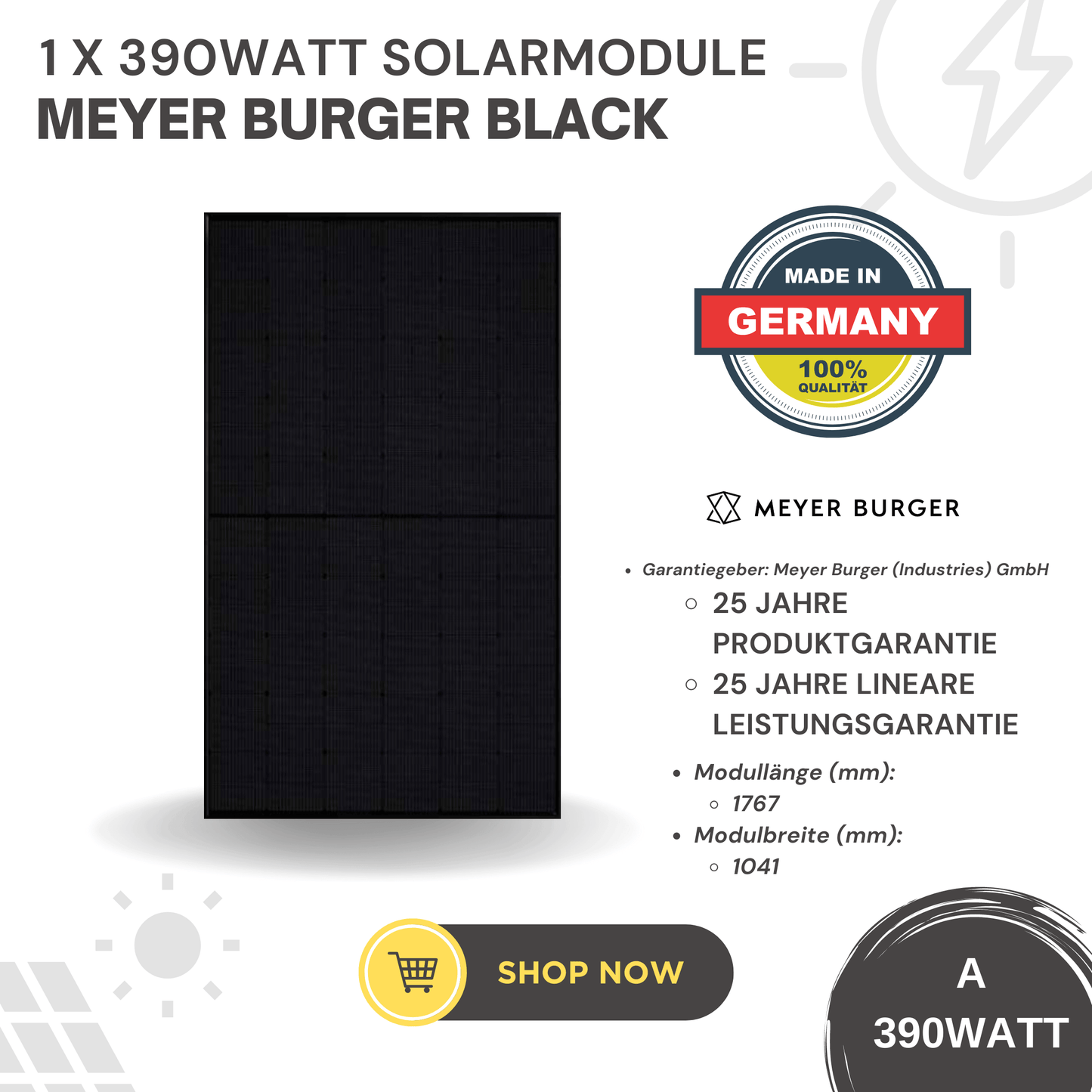Details Abmessungen Solarmodul MEYER BURGER