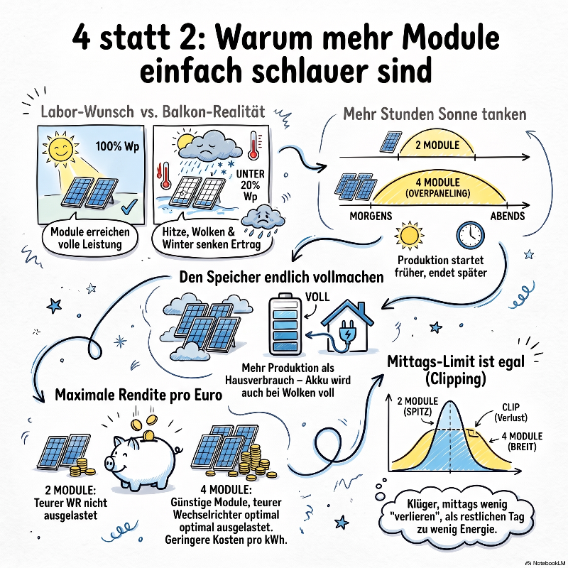 Vorteile von vier Solarmodulen am Balkonkraftwerk