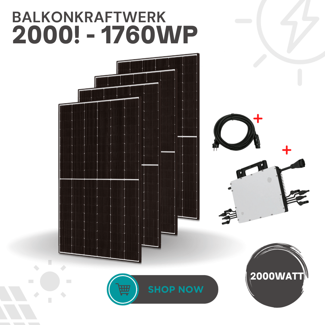 Balkonkraftwerk 2000 Watt - XXL Mini Solaranlage