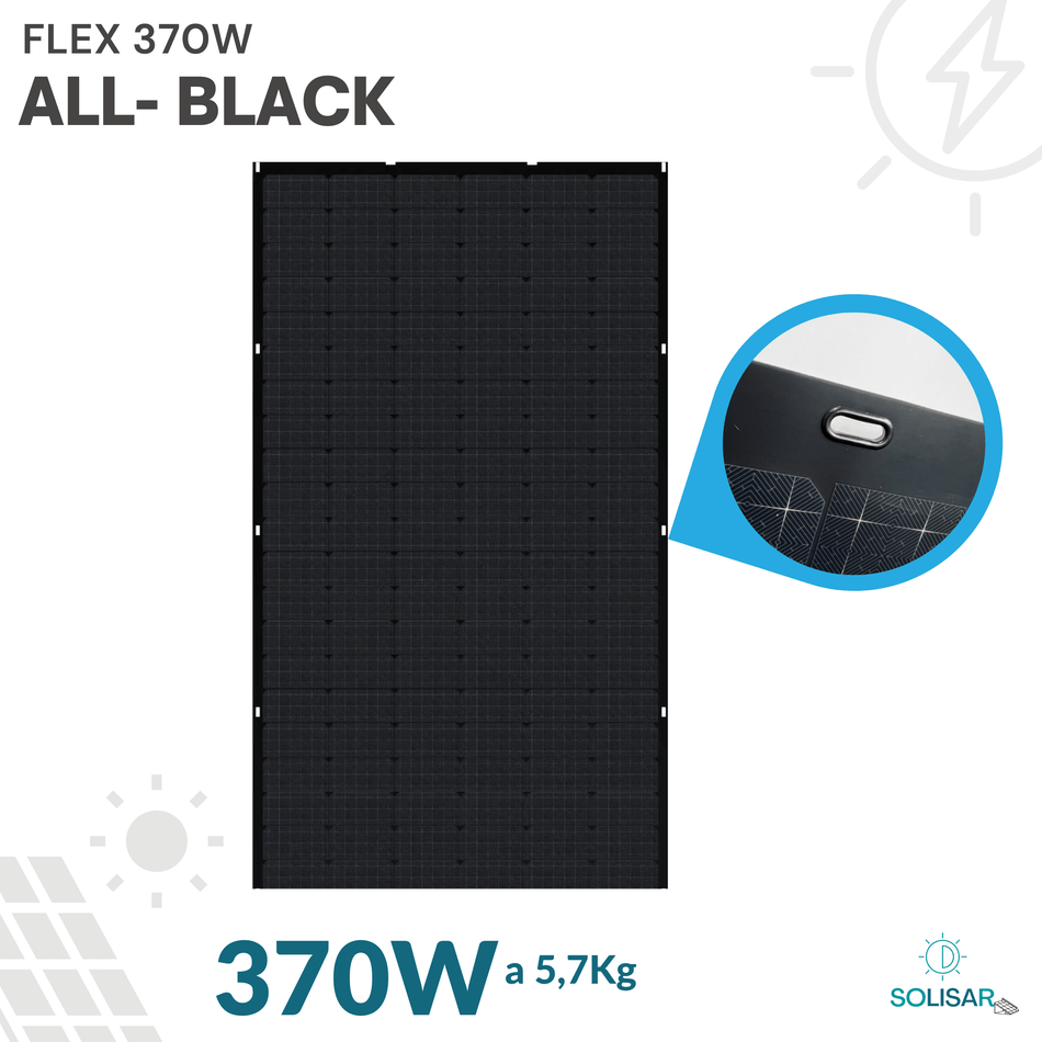 Flexibles Solarmodul S-FLEX 6 - Full Black - 370 Wp mit Laschen