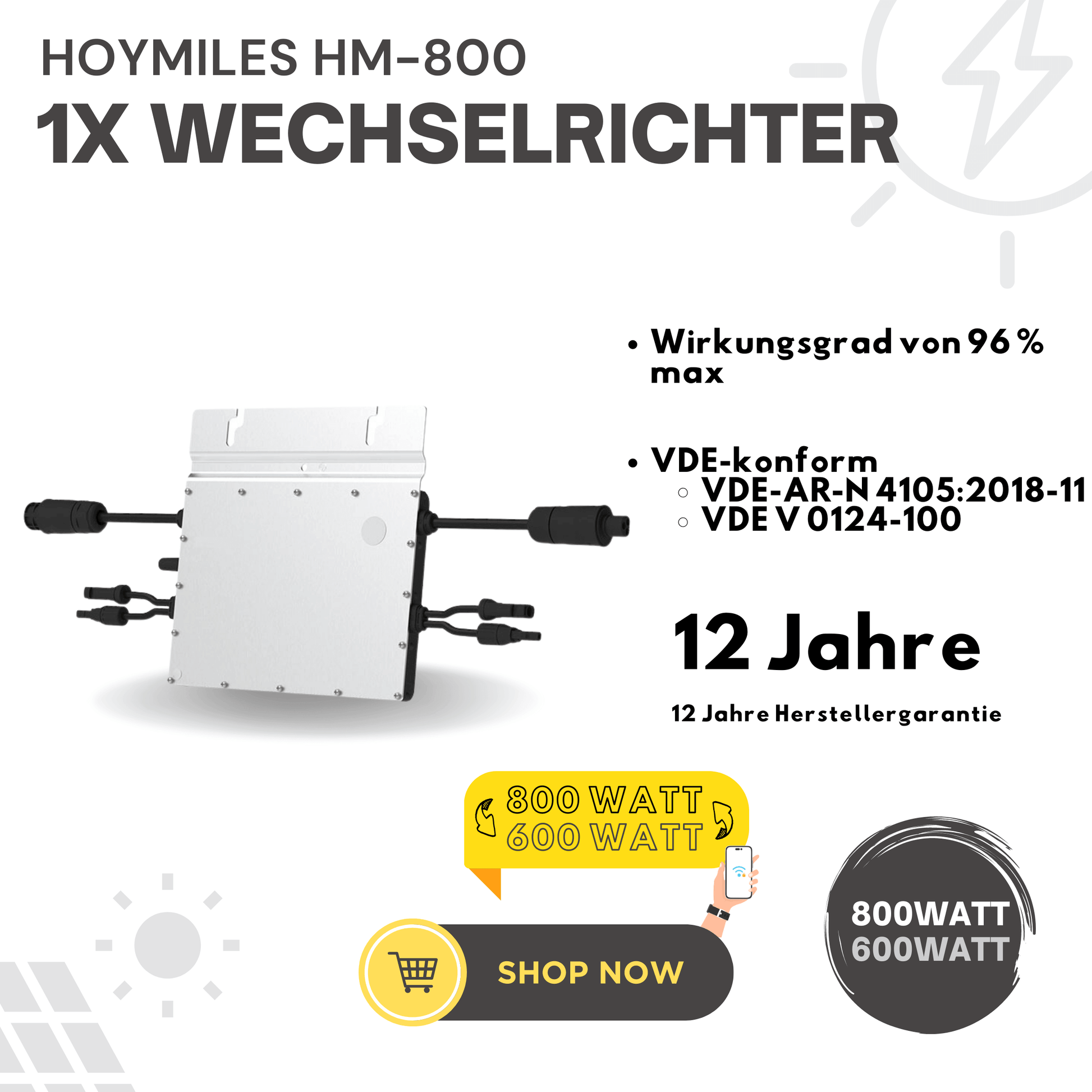 Hoymiles Wechselrichter auch einzel erhältlich für Balkonkraftwerke