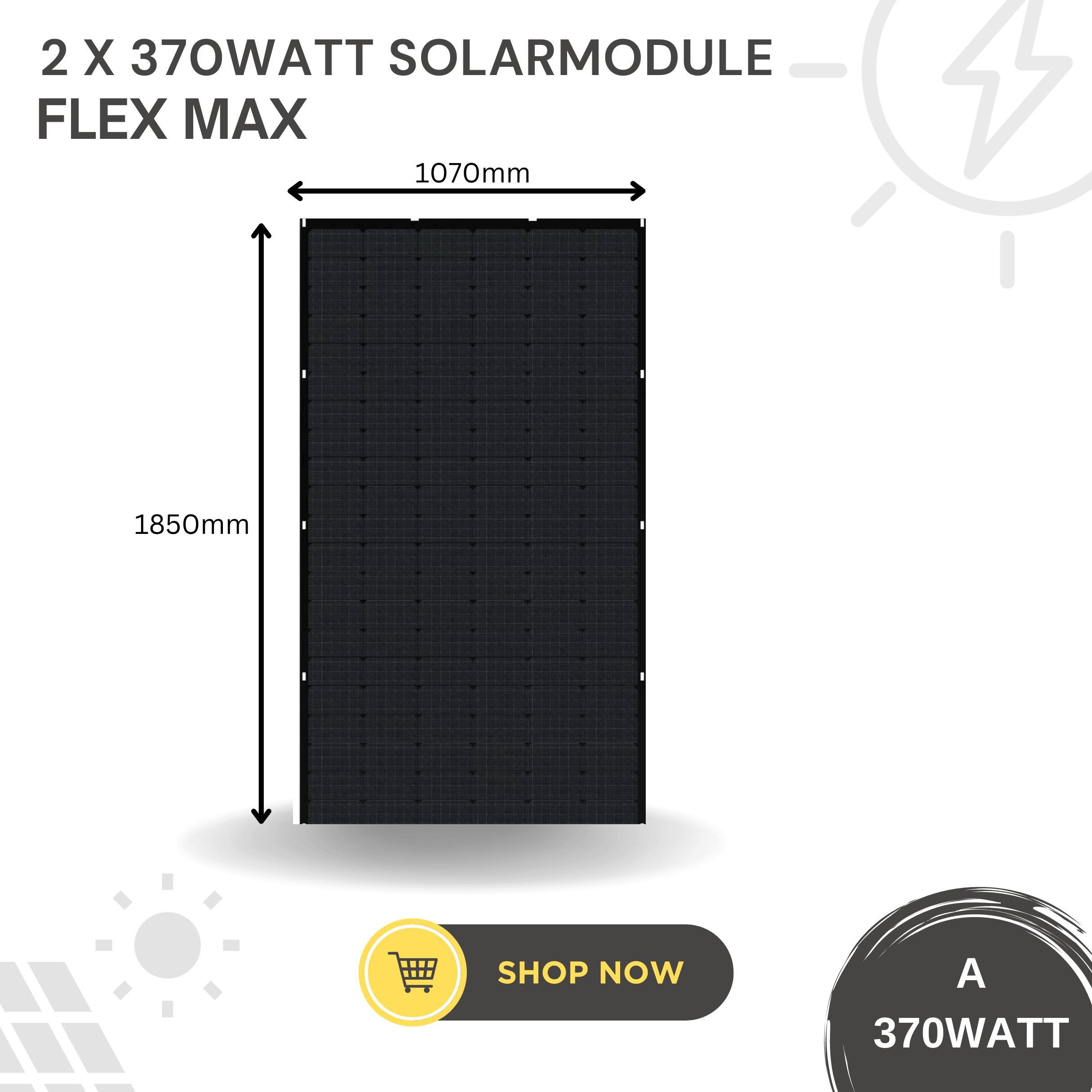 2x 370 Watt Solarmodule Flex MAX 1850mm x 1070mm