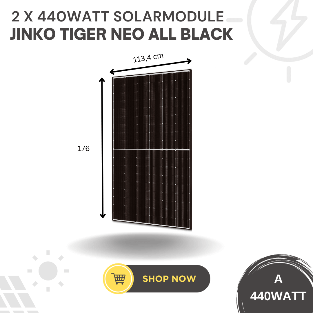 2x 440 Watt Solarmodule Jinko Tiger Neo All Black 176 x 113,4