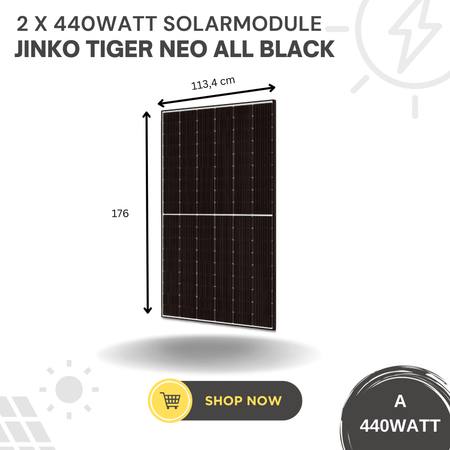 2x 440 Watt Solarmodule Jinko Tiger Neo All Black 176 x 113,4