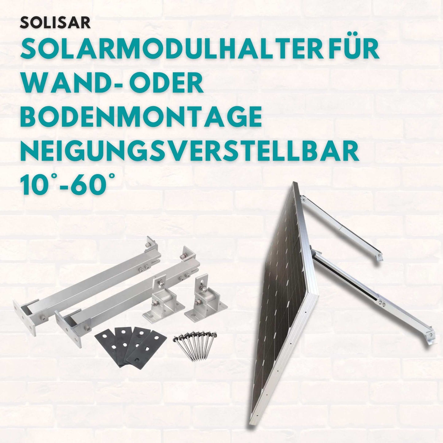 Solarmodulhalter für Wand- oder Bodenmontage Neigungsverstellbar 10°-60°