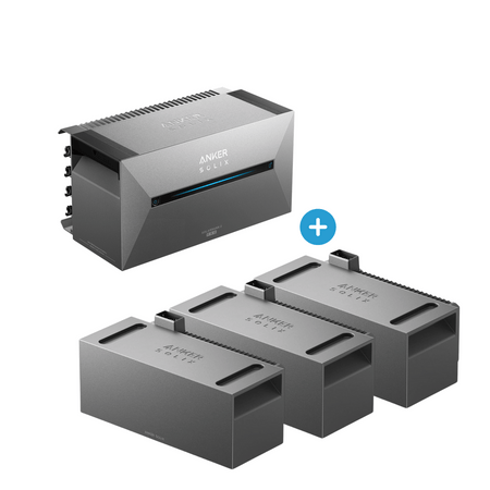 Anker SOLIX E1600 Pro Balkonkraftwerk mit Speicher und mit drei Erweiterungsbatterien – Komponentenansicht