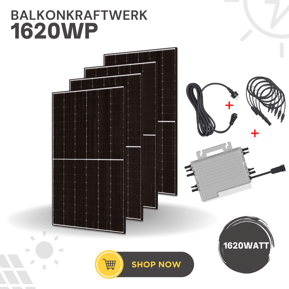 Balkonkraftwerk 1600Wp Komplettset TW Solar Mini Solaranlage mit Deye Wechselrichter (inkl. WiFi) – Solarmodule und Wechselrichter