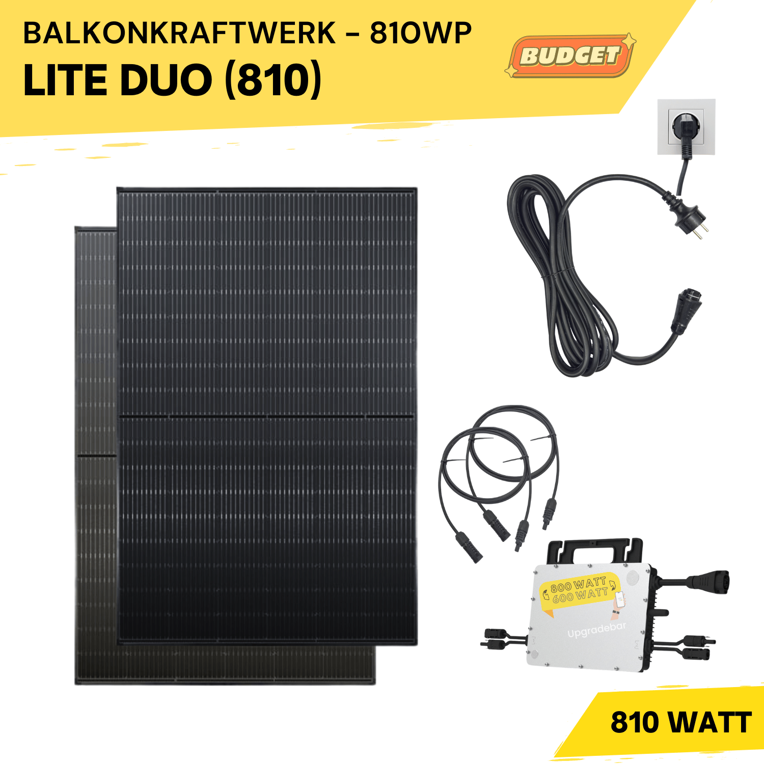 Balkonkraftwerk 800 Watt Komplettset Basic V2 – Solarmodule und Wechselrichter für die Stromerzeugung