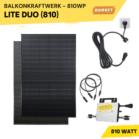 Balkonkraftwerk 800 Watt Komplettset Basic V2 – Solarmodule und Wechselrichter für die Stromerzeugung