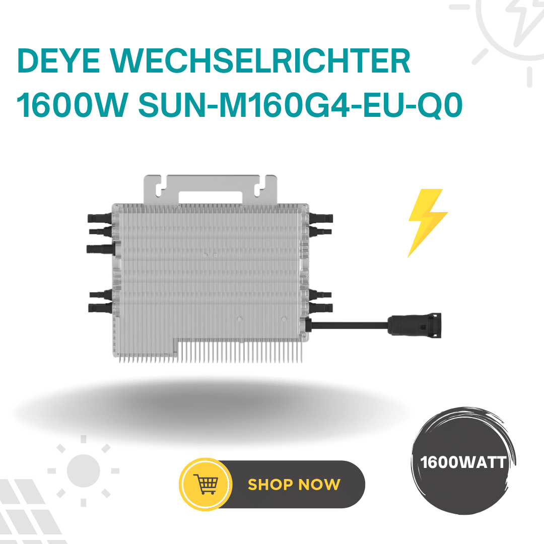 Deye Wechselrichter 1600W SUN-M160G4-EU-Q0 – hocheffizienter Wechselrichter für das Balkonkraftwerk 1600Wp Komplettset