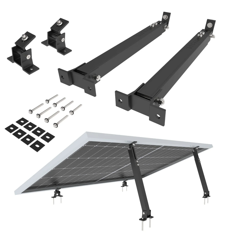 Solarmodulhalter für Wand- oder Bodenmontage Neigungsverstellbar Schwarz
